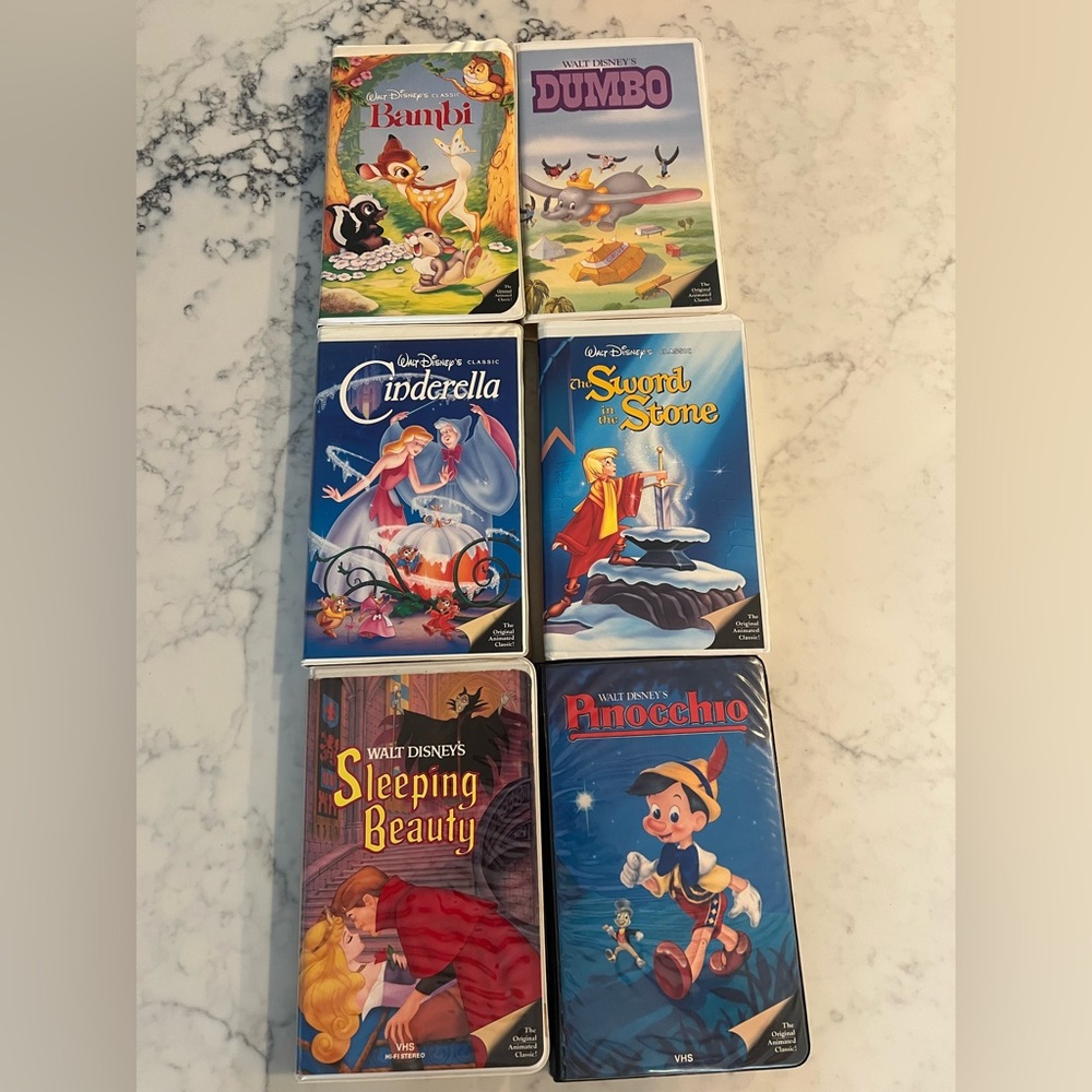 Rare Vintage original Walt Disney Lot of 6 Disney "Black Diamond" VHS Tapes